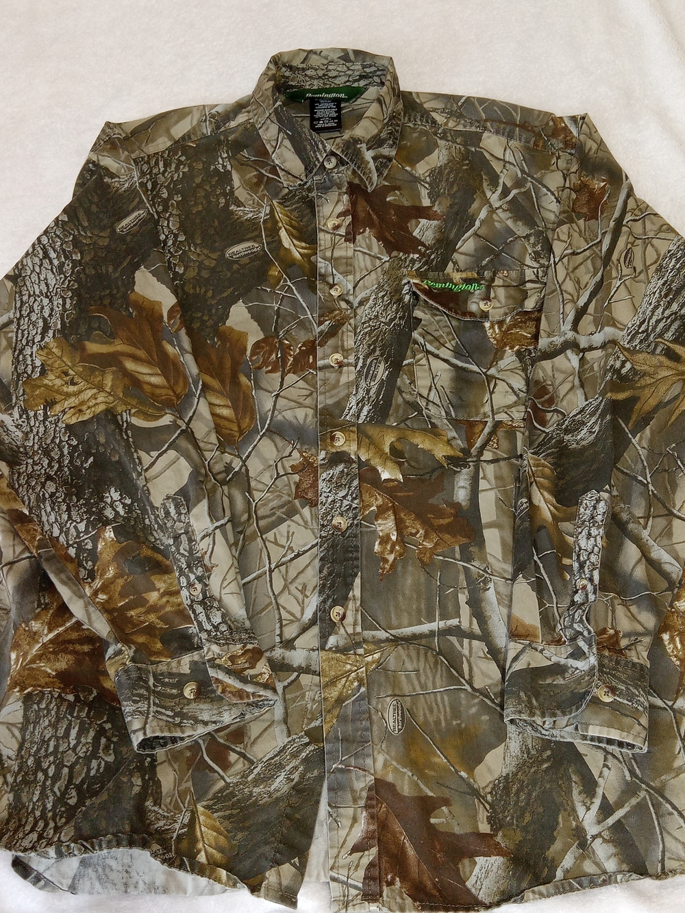 Remington Realtree Green Hardwoods Camo Hunting Shirt Mens XL Long Sleeve Cotton - Picture 8 of 12